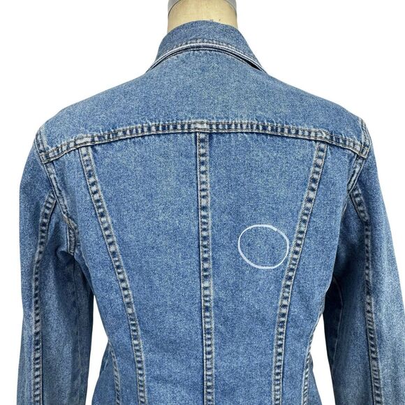 Sundance Womens Jean Jacket Medium Blue Denim Classic Minimal Western Trucker - Picture 12 of 15